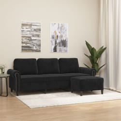 Vidaxl - Canapé à 3 places avec repose-pieds Noir 180 cm Velours