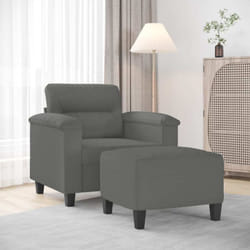 Vidaxl - Fauteuil Avec Repose-pied Gris Foncé 60 Cm Tissu Microfibre