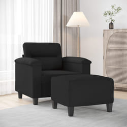 vidaXL Fauteuil avec repose-pied Noir 60 cm Tissu microfibre