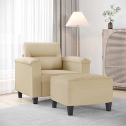 Vidaxl - Fauteuil avec repose-pied Crème 60 cm Tissu microfibre