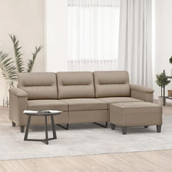 vidaXL Canapé 3 places avec repose-pieds Taupe 180 cm Tissu microfibre canapé canapé avec repose-pieds canapé trois 3201231