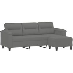 Vidaxl - Canapé 3 places repose-pieds Gris foncé 180 cm Tissu microfibre