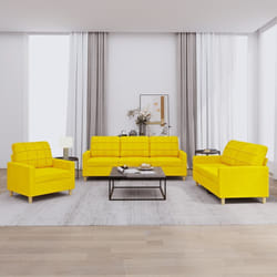 vidaXL Ensemble de canapés 3 pcs avec coussins Jaune clair Tissu