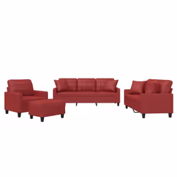 VidaXL 3201341, Rouge, mousse, Simili-cuir, Métal, Polywood, Textile, 198 cm, 77 cm, 80 cm