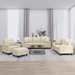 vidaXL Ensemble de canapés 4 pcs avec coussins crème similicuir