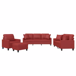 VidaXL 3201356, Rouge, mousse, Simili-cuir, Métal, Polywood, Textile, 60 cm, 50 cm, 41 cm