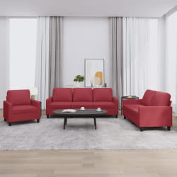 vidaXL Ensemble de canapés 3 pcs - Bordeaux similicuir