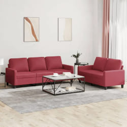 vidaXL Ensemble de canapés 2 pcs - Similicuir bordeaux