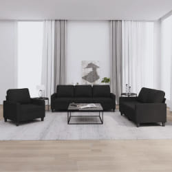 VidaXL Ensemble de Canapés 3 pcs - Noir