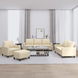 vidaXL Ensemble de canapés 4 pcs avec coussins Crème Tissu
