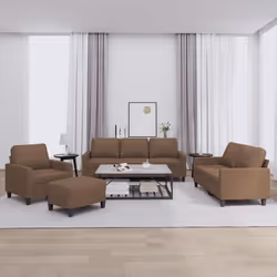 vidaXL Ensemble de canapés 4 pcs avec coussins Marron Tissu 3201439