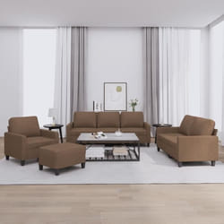 vidaXL Ensemble de canapés 4 pcs avec coussins Marron Tissu 3201439