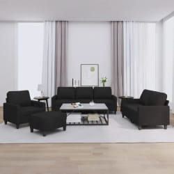 vidaXL Ensemble de canapés 4 pcs Noir Tissu