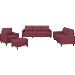 vidaXL Ensemble de canapés 4 pcs avec coussins Rouge bordeaux Tissu
