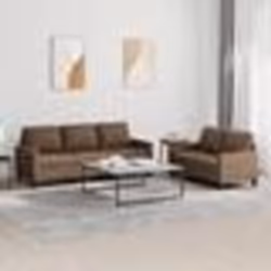 vidaXL Ensemble de canapés 2 pcs avec coussins Marron Tissu