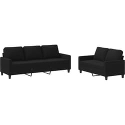 Ensemble de canapés 2 pcs avec coussins Noir Tissu Vidaxl