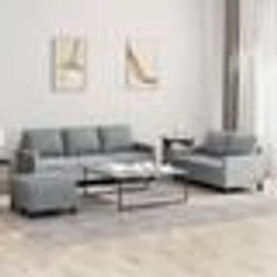 vidaXL Ensemble de canapés 3 pcs avec coussins Gris clair Tissu