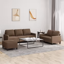 vidaXL Ensemble de canapés 3 pcs avec coussins Marron Tissu 3201471