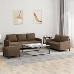 vidaXL Ensemble de canapés 3 pcs avec coussins Marron Tissu 3201471