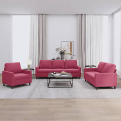 Vidaxl - Ensemble de canapés 3 pcs avec coussins Rouge bordeaux Velours