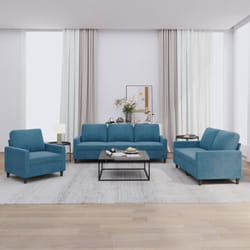 Vidaxl - Ensemble de canapés 3 pcs avec coussins Bleu Velours