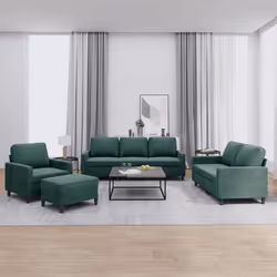 vidaXL Ensemble de canapés 4 pcs avec coussins Vert foncé Velours