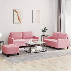 vidaXL Ensemble de canapés 3 pcs avec coussins Rose Velours