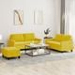 vidaXL Ensemble de canapés 3 pcs avec coussins Jaune Velours