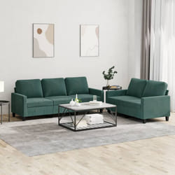 Vidaxl - Ensemble de canapés 2 pcs avec coussins Vert foncé Velours