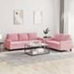vidaXL Ensemble de canapés 2 pcs avec coussins Rose Velours