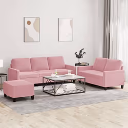 vidaXL Ensemble de canapés 3 pcs avec coussins Rose Velours