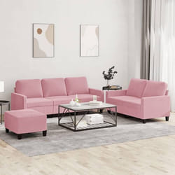 vidaXL Ensemble de canapés 3 pcs avec coussins Rose Velours