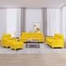 vidaXL Ensemble de canapés 4 pcs avec coussins Jaune clair Tissu