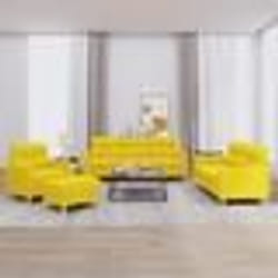 vidaXL Ensemble de canapés 4 pcs avec coussins Jaune clair Tissu