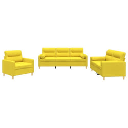 Ensemble De Canapés 3 Pcs Avec Coussins Jaune Clair Tissu Vidaxl