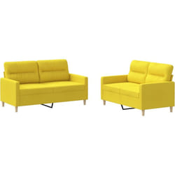 Ensemble De Canapés 2 Pcs Avec Coussins Jaune Clair Tissu Vidaxl