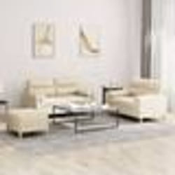 vidaXL Ensemble de canapés 3 pcs avec coussins crème tissu