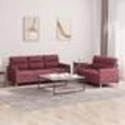 vidaXL Ensemble de canapés 2 pcs avec coussins Rouge bordeaux Tissu