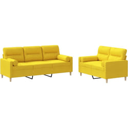 Ensemble De Canapés 2 Pcs Avec Coussins Jaune Clair Tissu Vidaxl