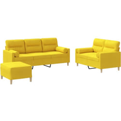Ensemble De Canapés 3 Pcs Avec Coussins Jaune Clair Tissu Vidaxl