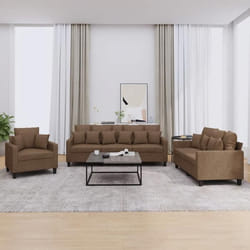 Ensemble De Canapés 3 Pcs Avec Coussins Marron Tissu Vidaxl