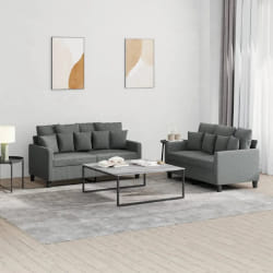 vidaXL Ensemble de canapés 2 pcs - Gris foncé Tissu