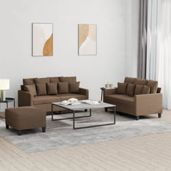 Ensemble De Canapés 3 Pcs Avec Coussins Marron Tissu Vidaxl