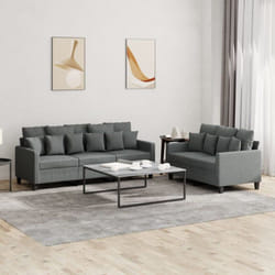 Vidaxl - Ensemble de canapés 2 pcs avec coussins Gris foncé Tissu