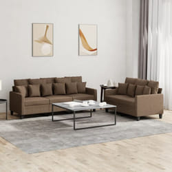 Ensemble De Canapés 2 Pcs Avec Coussins Marron Tissu Vidaxl