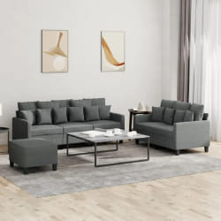 vidaXL - Ensemble de canapés 3 pcs Gris foncé Tissu