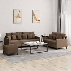 Ensemble De Canapés 3 Pcs Avec Coussins Marron Tissu Vidaxl