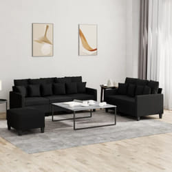 Vidaxl - Ensemble de canapés 3 pcs avec coussins Noir Tissu