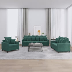 vidaXL Ensemble de canapés 3 pcs avec coussins Vert foncé Velours