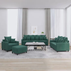 vidaXL Ensemble de canapés 4 pcs - Vert foncé